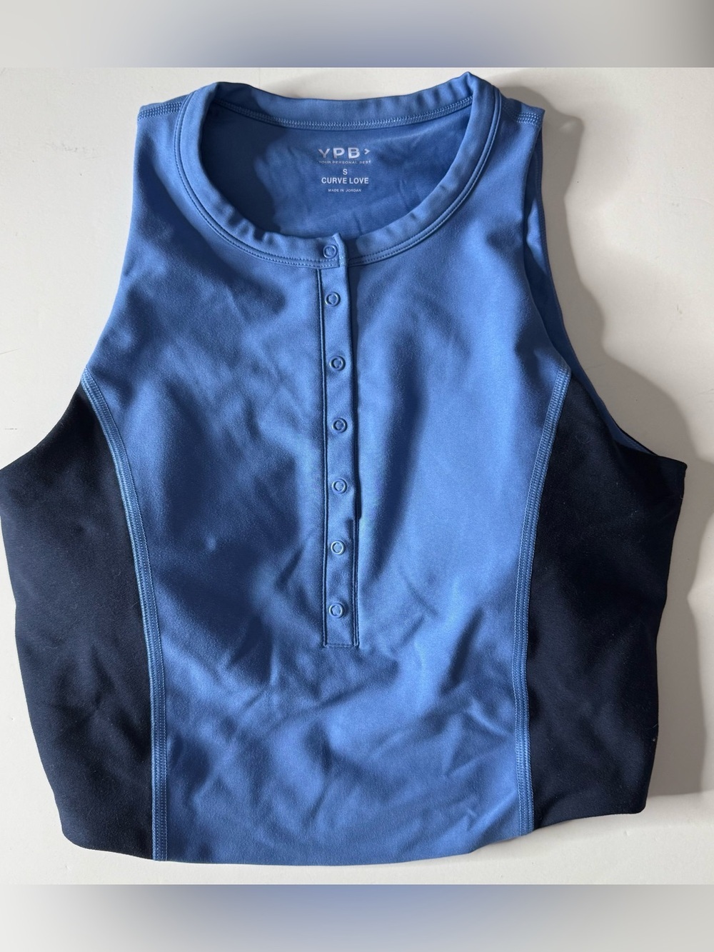 YPB Curve Love Blue & Black Henley Athletic